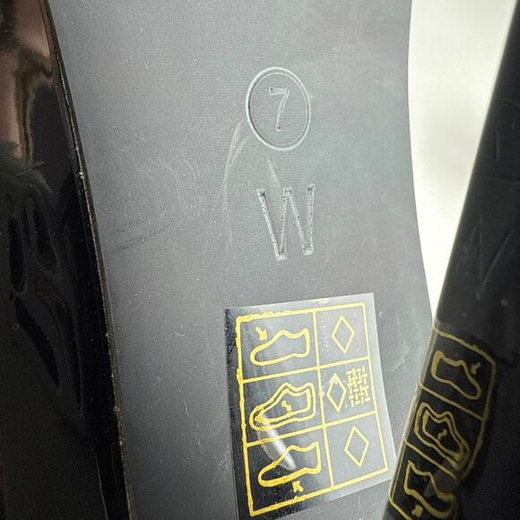 Public Desire Wide Fit Supreme Black Patent Leather Square Toe Ankle Boots Sz 7 - Picture 6 of 7